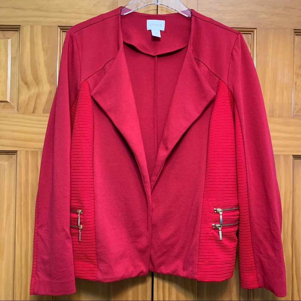 Chico’s Red Blazer/Jacket Large - Picture 6 of 6